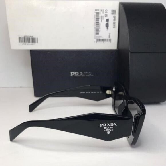 Authentic New Prada PR - 08YS 1AB5S0 Sunglasses Women's Black Dark Grey Butterfl - Picture 9 of 11